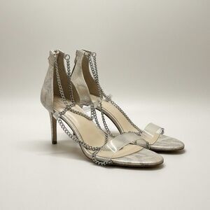 JLO Jennifer Lopez Heels Sandals Chain Clear Strap Gold Size 9.5 Women